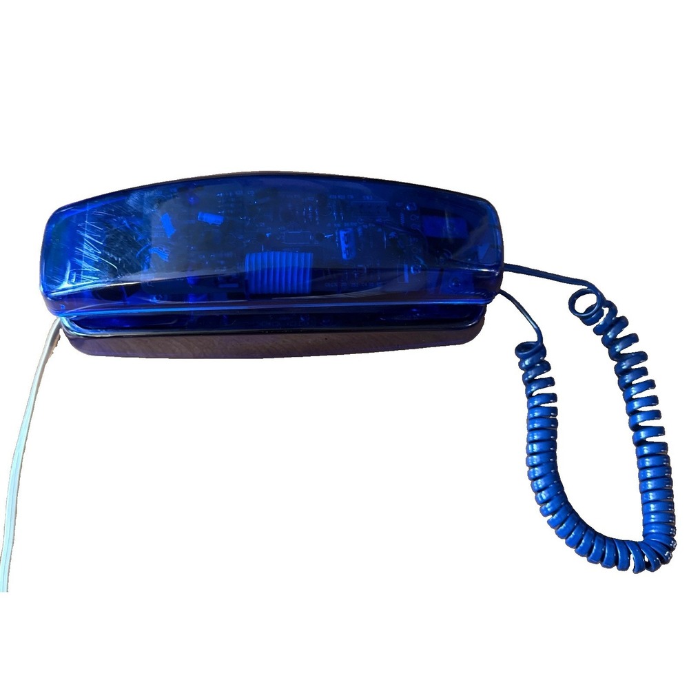 Vintage Conair PR5001 Transparent Translucent Clear 90s Phone Blue Landline